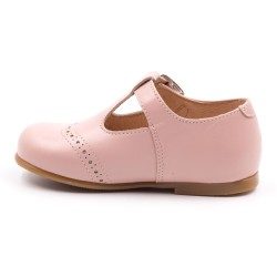 Boni César - Leather Buckle First Walking Shoes - pink